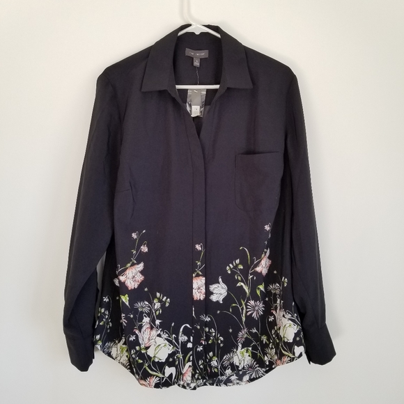 The Limited Tops - NEW The Limited Blue Floral Long Sleeve Shirt 1X